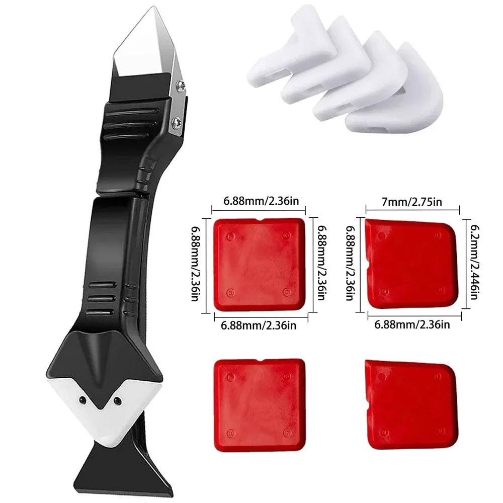 5in1 Silicone Scraper Squeegee Glue Remover Tool Kit | Multifunctional Caulking & Grout detail view