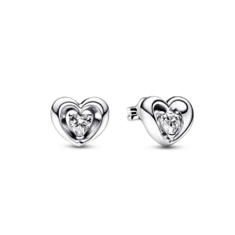 925 Silver Heart Snowflake Moon Earrings | Fine Stud Earrings for Women close-up view