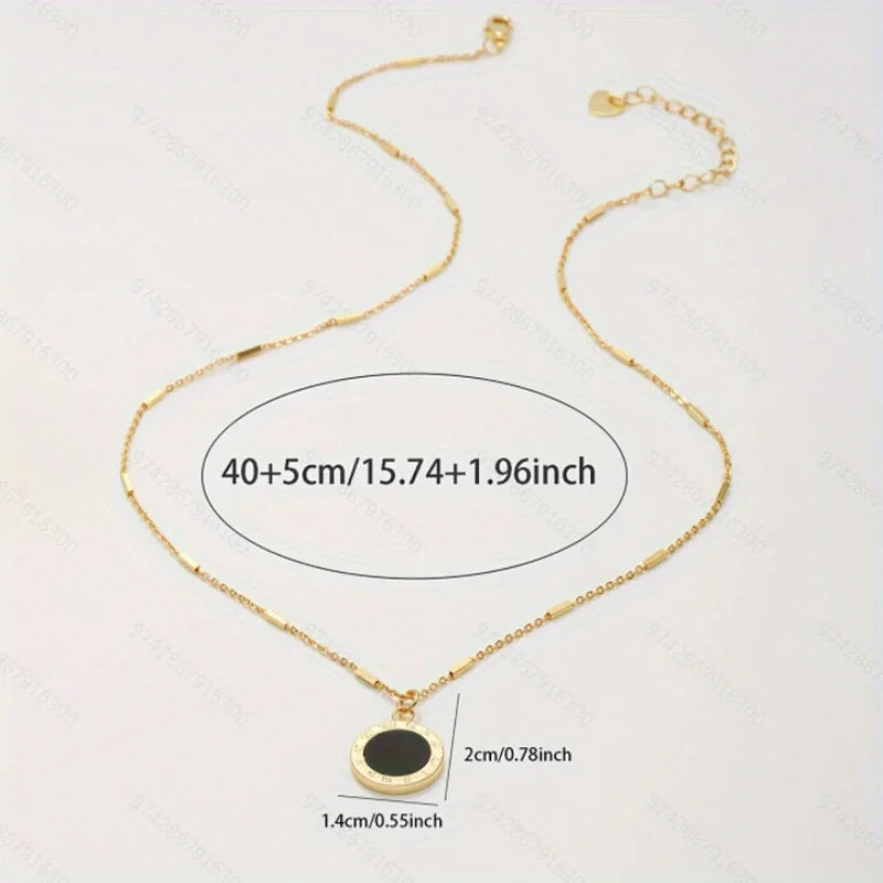 Vintage Roman Numeral Pendant Necklace | Women's Clavicle Chain Jewelry lifestyle view