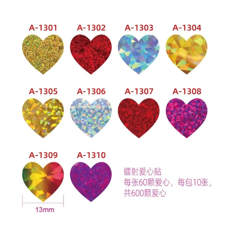 10sheet Glitter Heart Style Sticker for DIY Decor Scrapbook Journal 3MM Mini Heart Sti close-up view