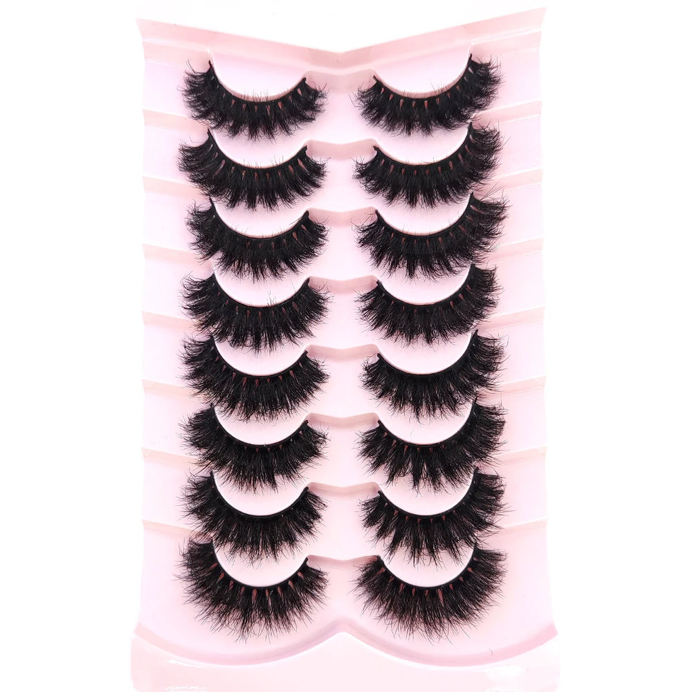 5-8 Pairs Natural Russian Striped Mink Lashes | 3D Volume Wavy False Eyelash Extensio alternate view
