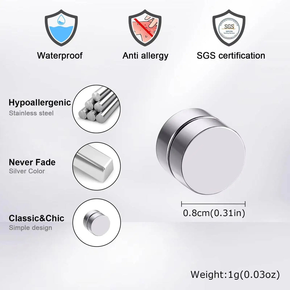 Vnox Magnetic Clip Earrings Non Piercing, Hip Hop Zircon Studs for Men Women, Fashion lifestyle view
