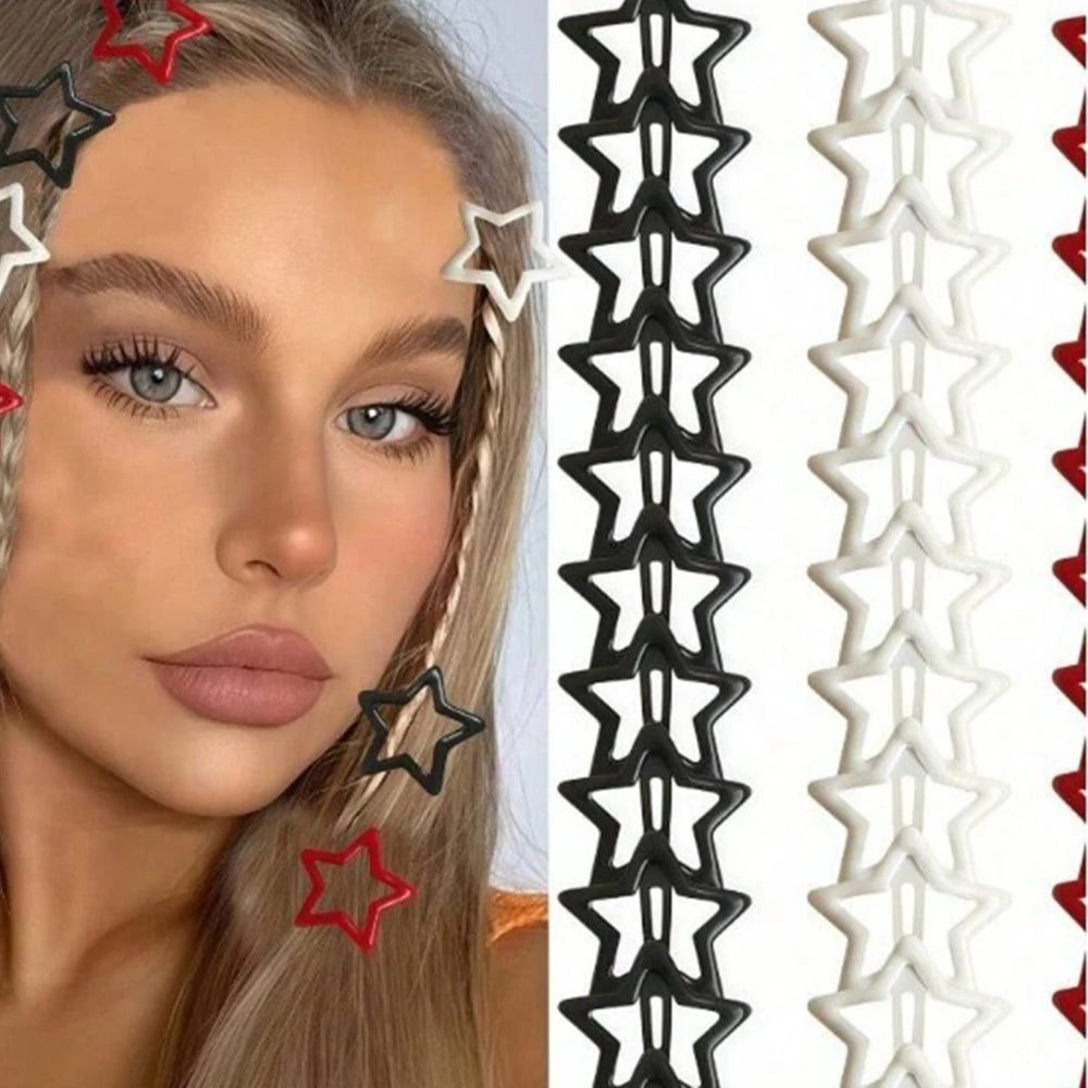 10/30/50pcs Colorful Star BB Hair Clips Girls Y2K Cute Star Barrettes Women Simple Metal detail view