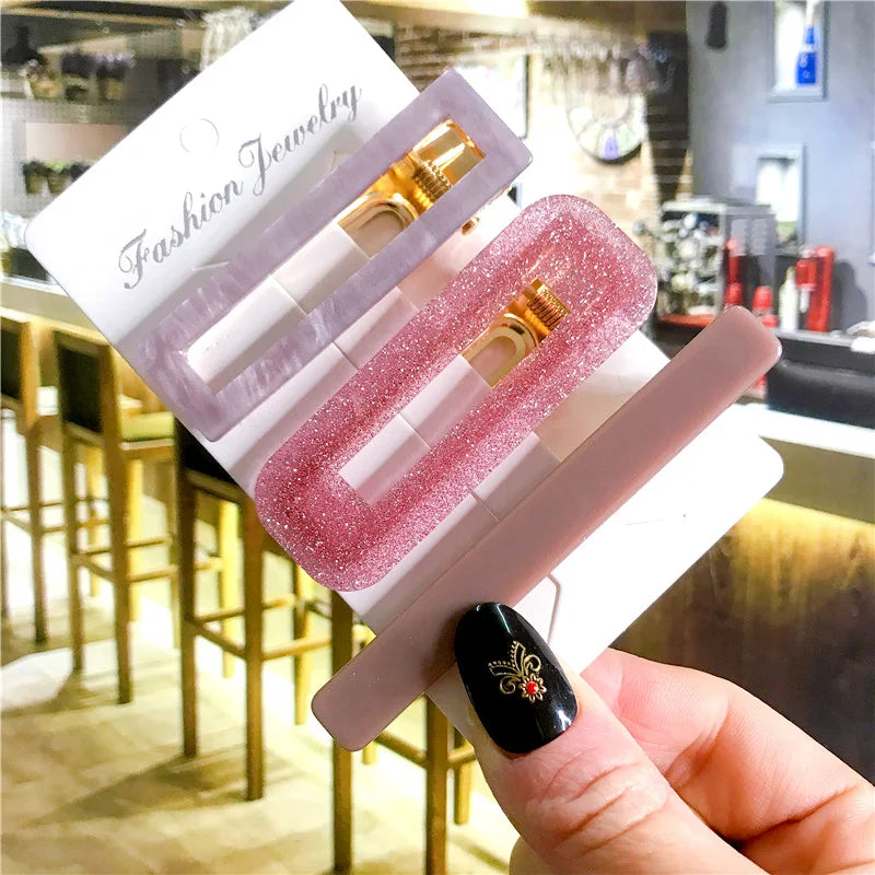 Korean Trendy Colorful Acetate 3pcs/Set Hair Clip Set Hairpin for Women Girls Barrett lifestyle view