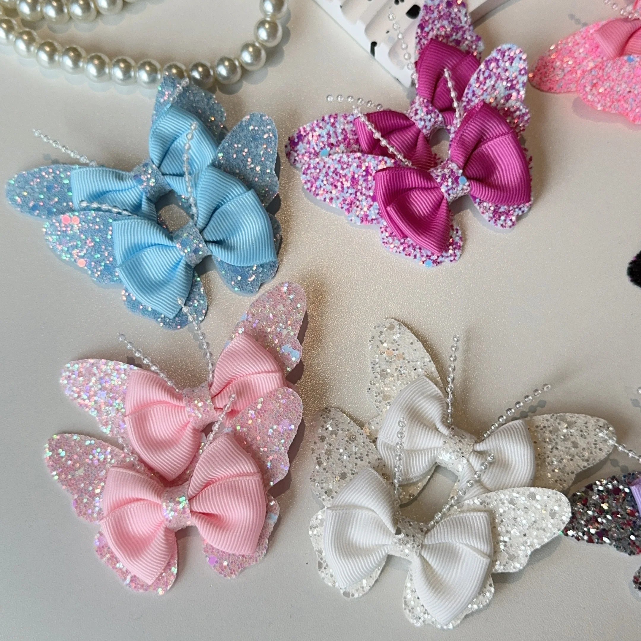 2 Pcs Fashion Rainbow Butterfly Hair Accessories Hair Clips Girls Sequin Hairpins Chi alternate view