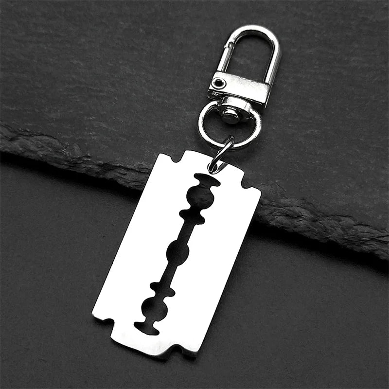 Gothic Blade Razor Pendant Necklace | Stainless Steel Black Goth Men's Chain alternate view