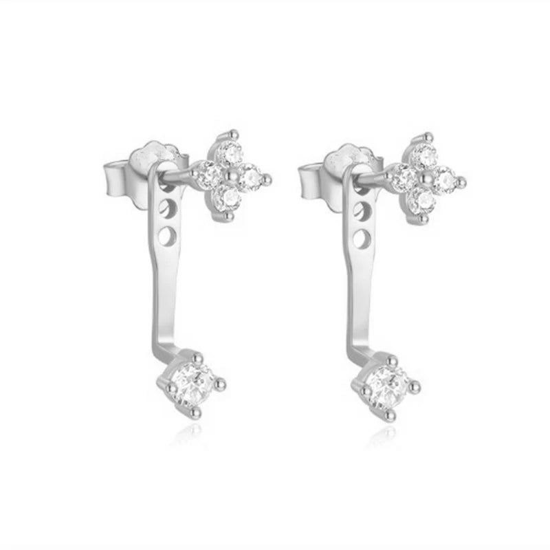 2PCS Double Flower Stud Earring Womem Fashion Tragus Piercing Earring Cartilage Jew additional angle