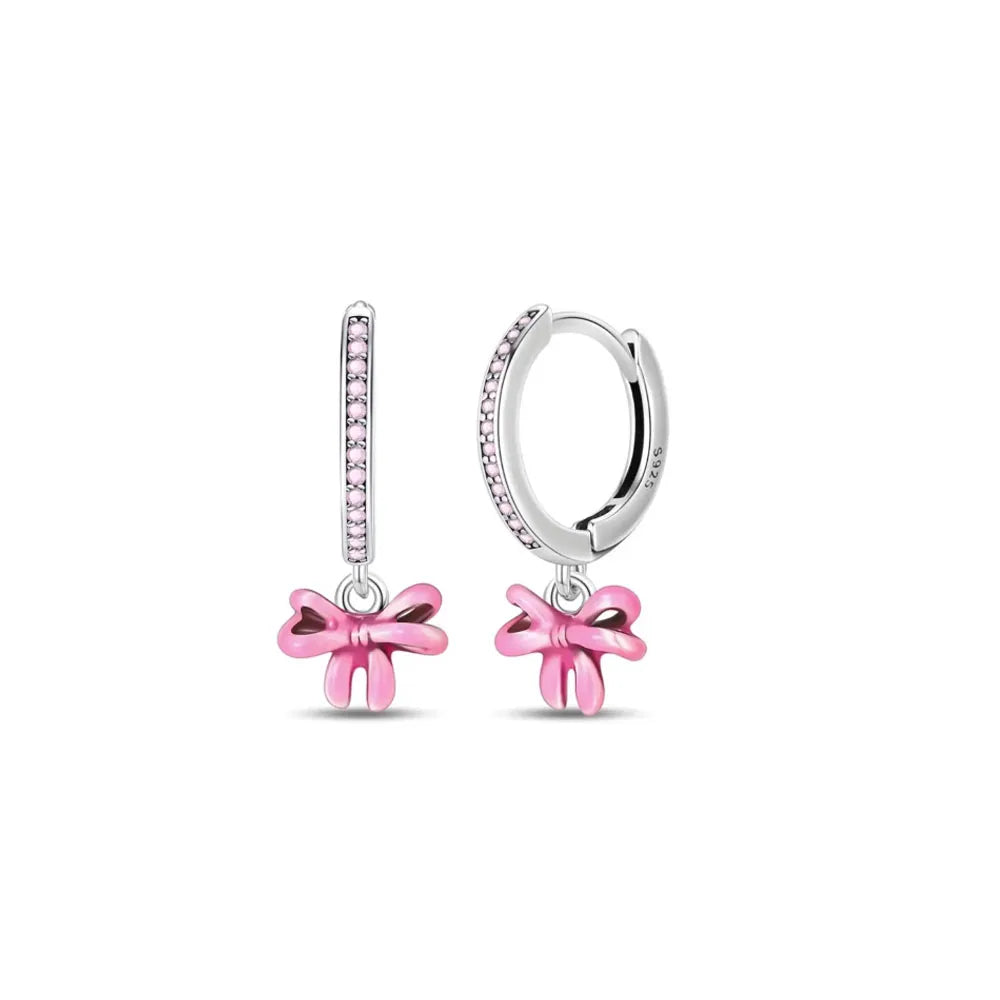 Hot Selling 925 Silver Heart-Shaped Butterfly Cherry Zircon Earrings,Suitable for Eur lifestyle view