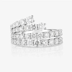 Huitan Simple Stylish Lines Cubic Zirconia Rings Women Silver Color Band Bridal Weddin close-up view
