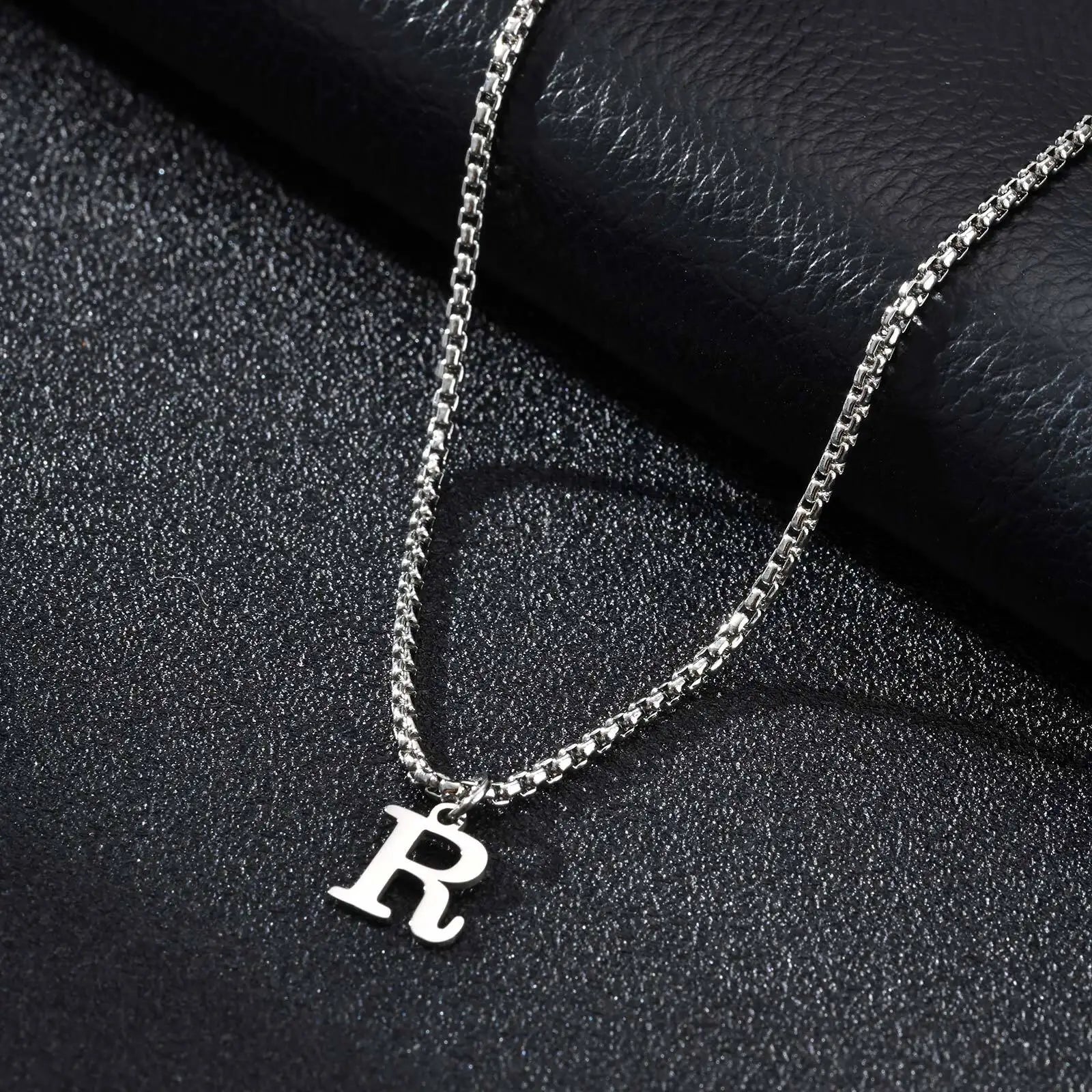 Minimal A-Z Initial Necklace for Men | Stainless Steel Letter Pendant alternate view