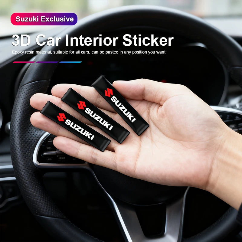 3D Epoxy Car Emblem Stickers for Suzuki Models | Black Interior & Exterior Decals