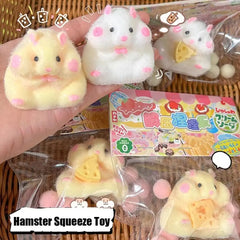 Lovely Hamster Squishy Toy Soft Mochi Squeeze Toy Fuzzy Cute Hamster Handmade Fidget Toy Stress Reli