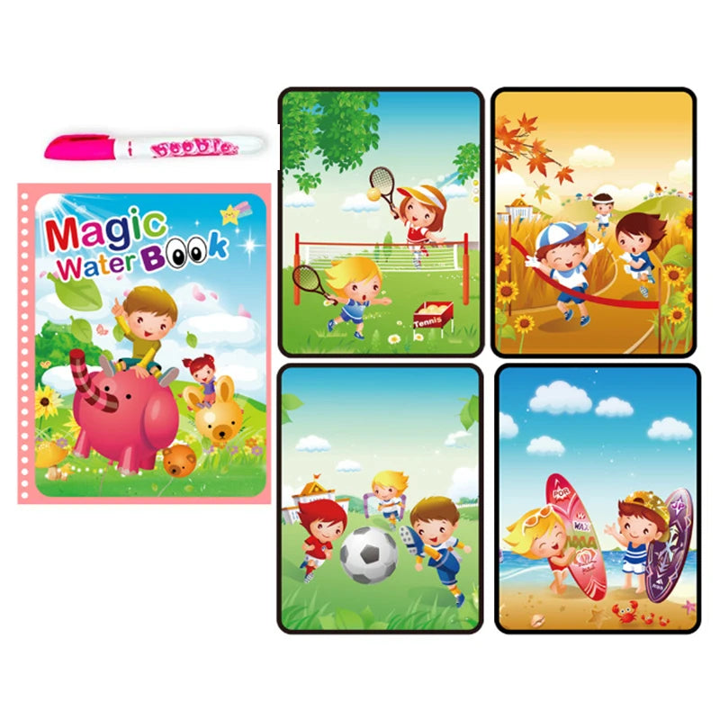 Children Early Education Toys Magical Book with Pen Water Drawing Montessori Toys Gift close-up view
