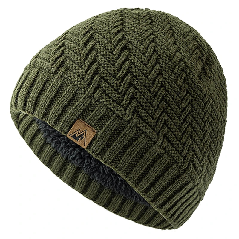 Unisex Peak Labal Winter Hat | Warm Knitted Beanie with Plush Fur Lining lifestyle view