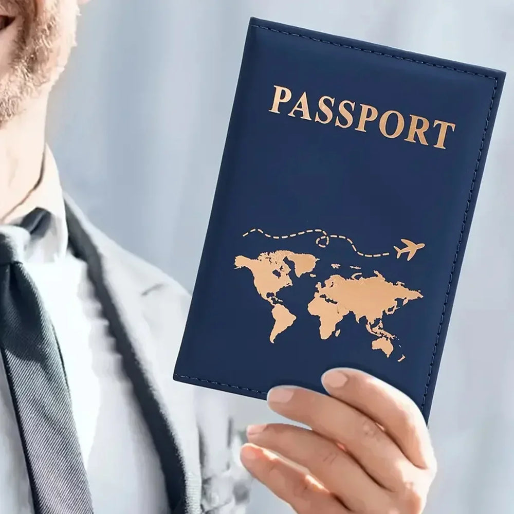 Fashion Passport Protective Cover World Pattern Travel Passport Holder Wallet Gift additional angle