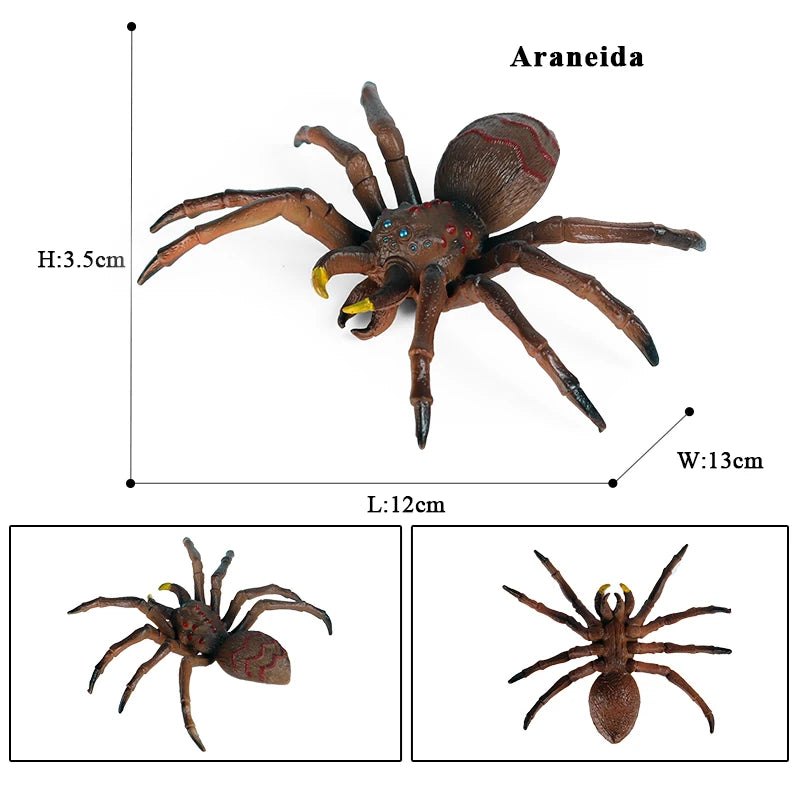 Oenux Insect Animals Model Spider Web Scorpion Bat Action Figures Figurine Miniature Cute Educational Kid Toy Halloween Gift