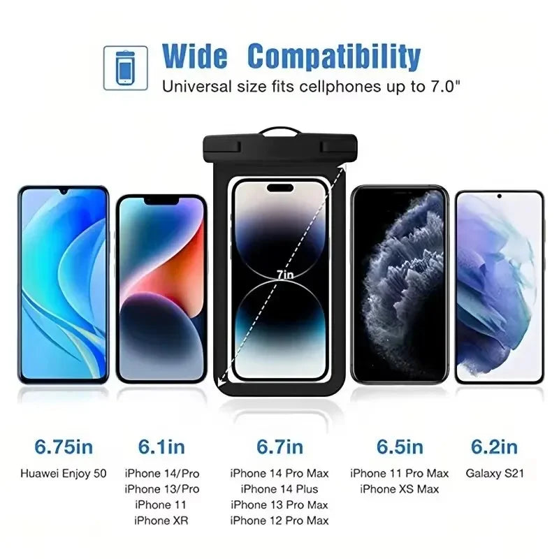 Unuversal Waterproof Phone Case IPX8 Water Proof Bag Underwater Phone Protector Pouch close-up view