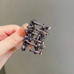 Rhinestone Glazed Flower Hair Clip Black Color High-end Half-tied Hair Claw Back Head Women's Exquisite Hair Accessories