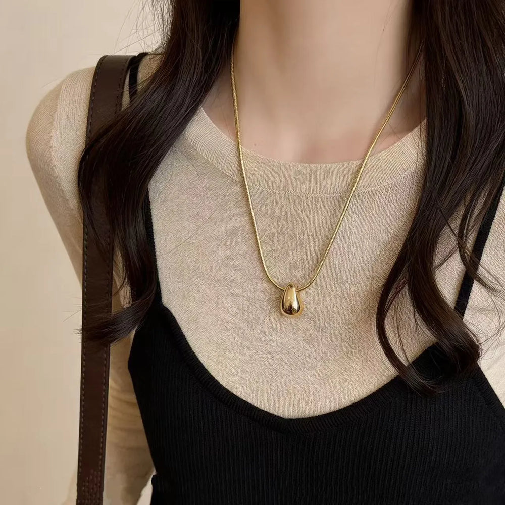 Fashion Waterdrop Pendant Necklace | Stainless Steel Snake Chain Jewelry Gift alternate view