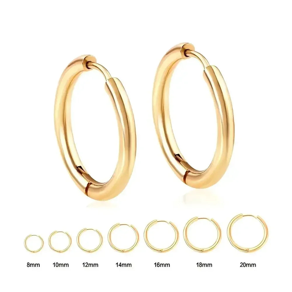 2.5mm Stainless Steel Hoop Earrings for Women Men Stackable Round Gold Color Hiphop S alternate view