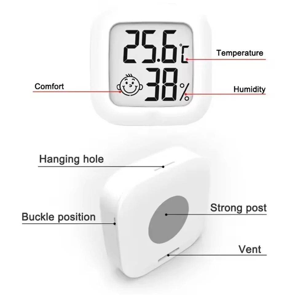 Mini Indoor Thermometer | LCD Digital Temperature and Humidity Room Monitor lifestyle view