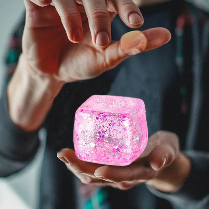 Maltose Cube Stress Squeeze Toy | Slow Rebound Polar Light Colorful TPR Block detail view