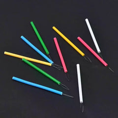 Multi-Color Cylindrical Needle Threader Tool for Sewing Beading - Durable Plastic Easy close-up view