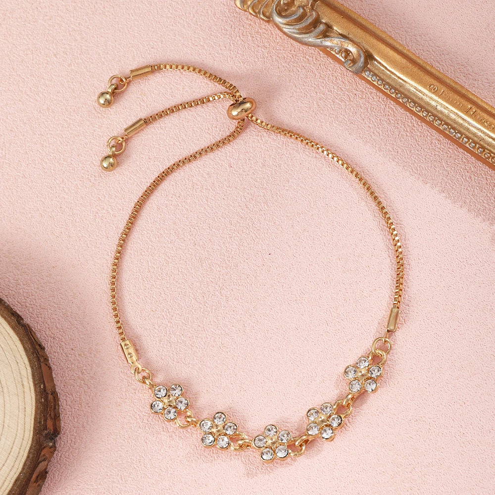 Zinc Alloy Bracelet Sparkling Zircon Flower Bracelet Handmade Bracelet Alloy For Daily W detail view