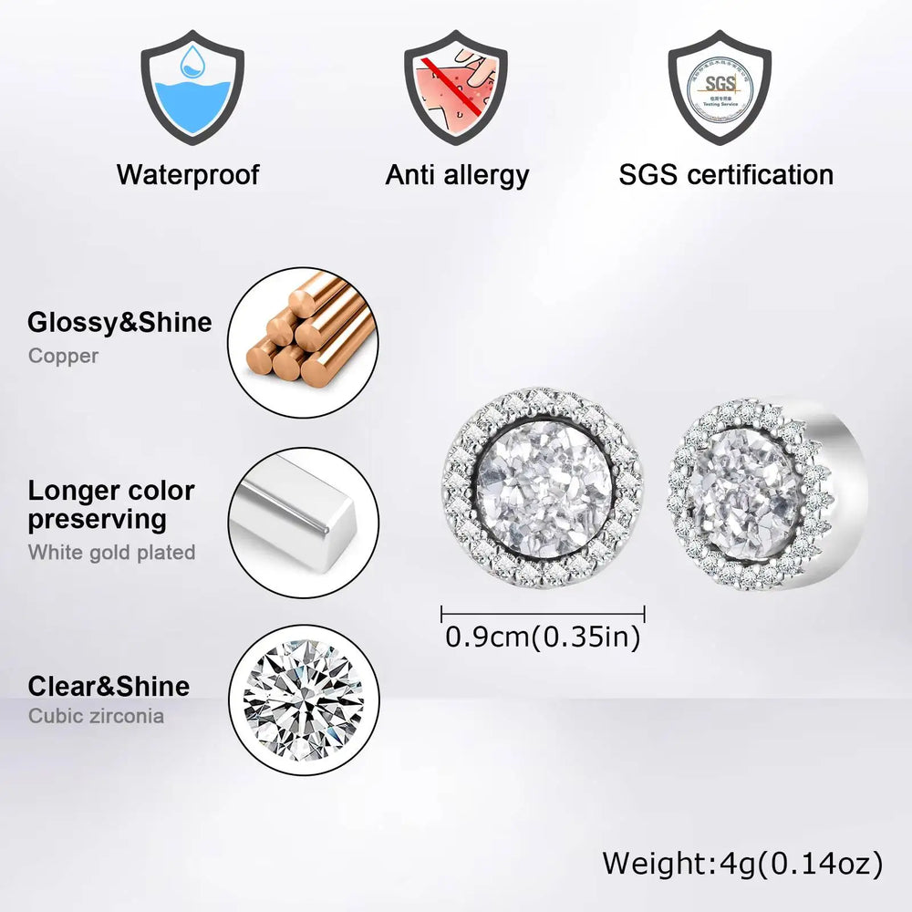Vnox Magnetic Clip Earrings Non Piercing, Hip Hop Zircon Studs for Men Women, Fashion alternate view