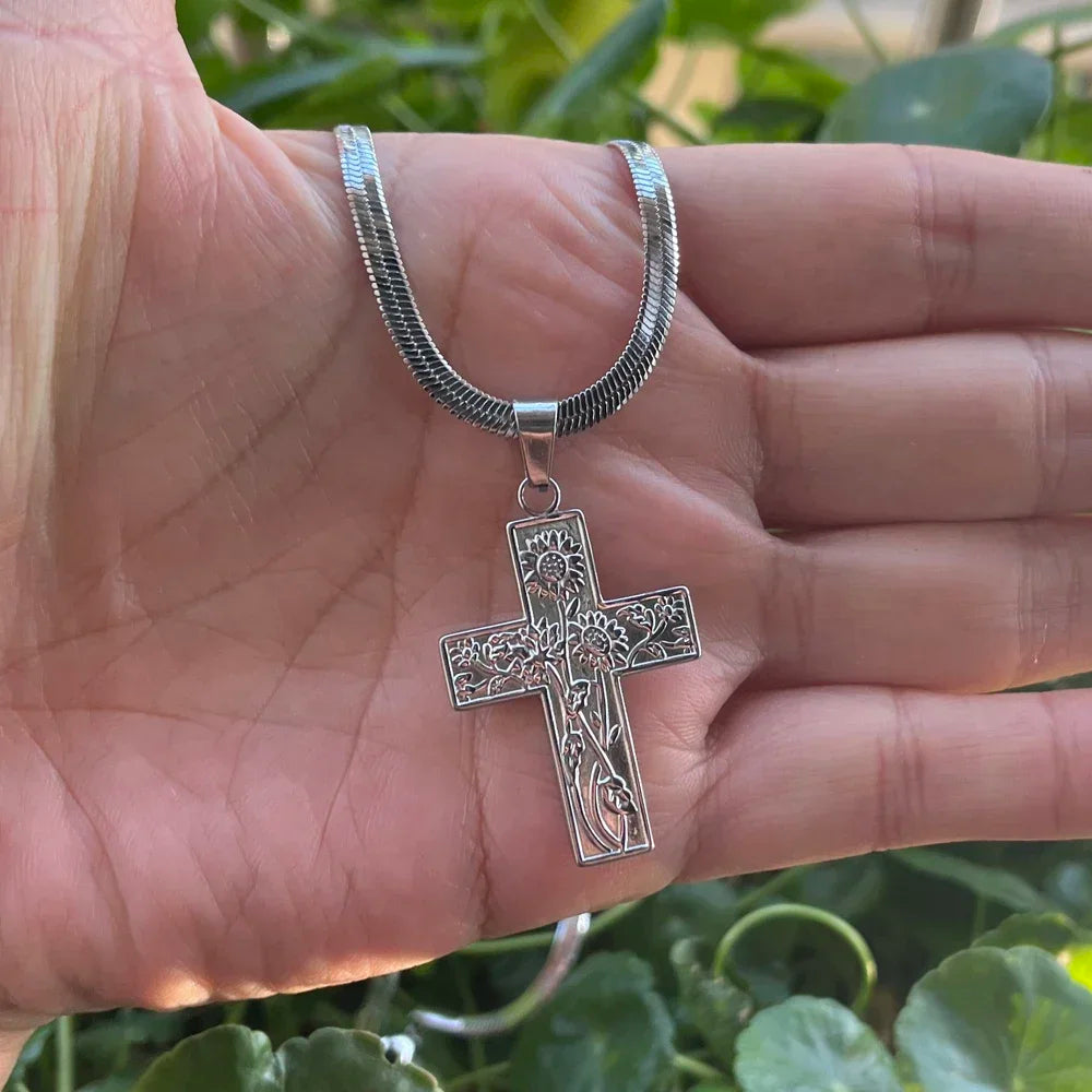 Stainless Steel Jesus Cross Necklace | Christian Pendant Jewelry for Men and Women additional angle