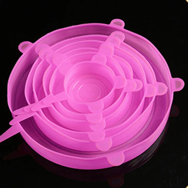 6 Pcs Silicone Cover Stretch Lids for Kitchen Microwave Food Covers Bowl Caps Elastic lifestyle view