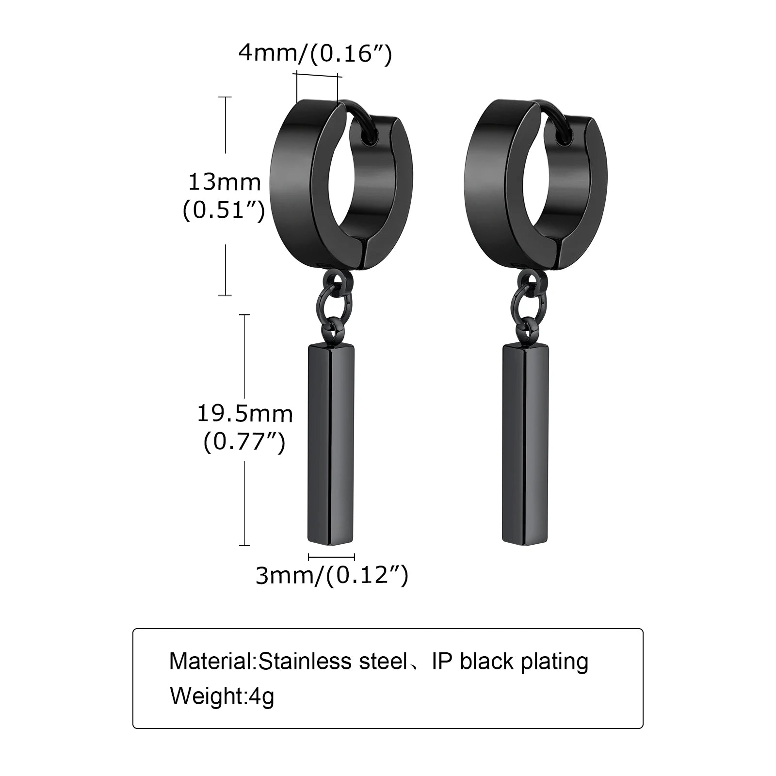 Men's Cool Punk Statement Geometric Bar Hoop Huggie Earrings Gifts Jewelry, Waterproo lifestyle view