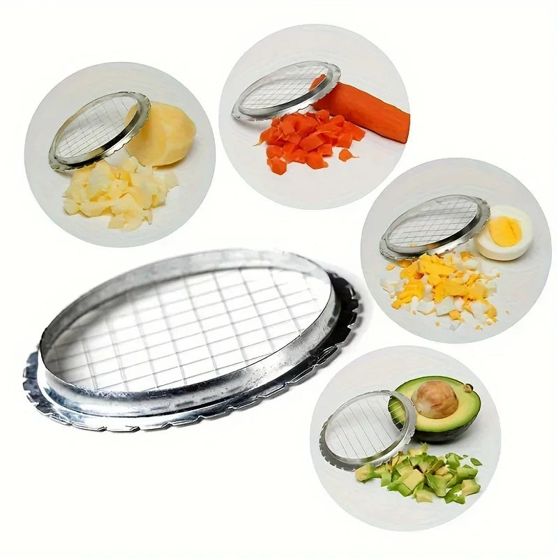 1pc Round Grid Cutter Slicer | Stainless Steel Vegetable Chopper detail view