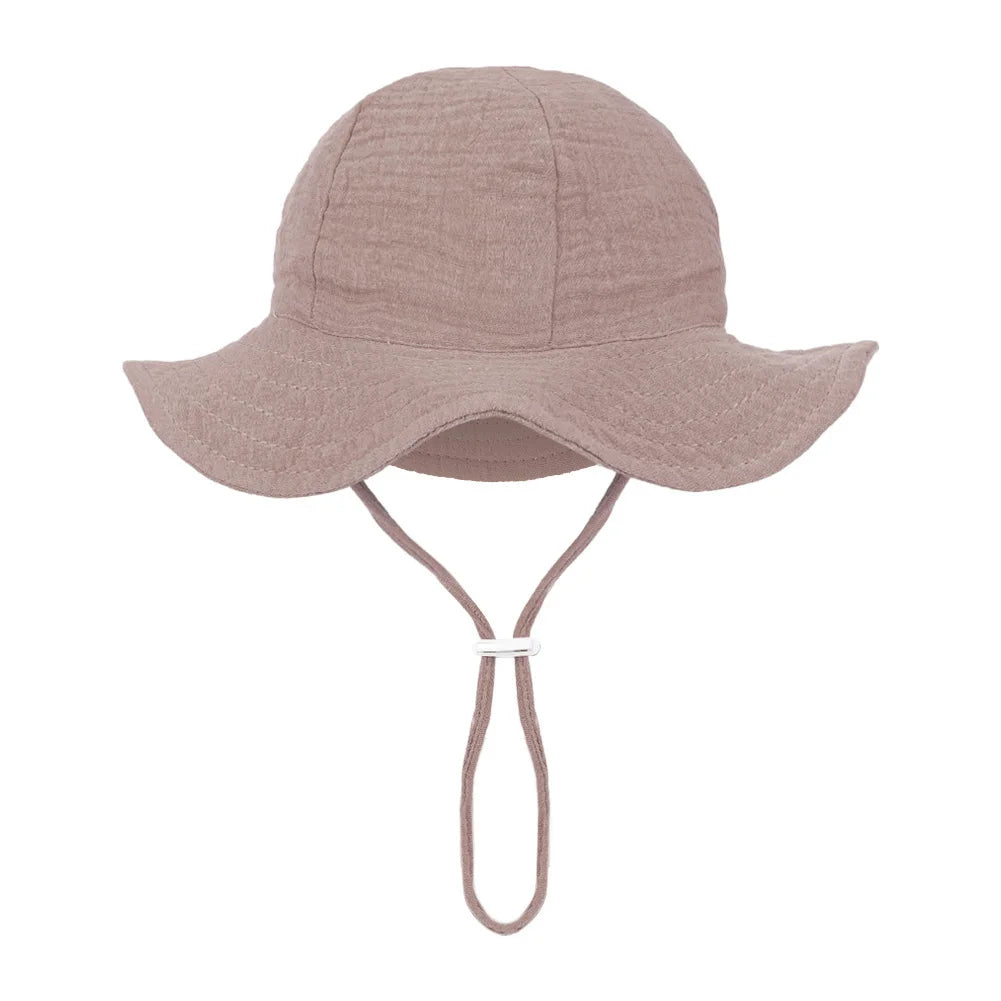 Baby Cotton Bucket Hat for Summer Sun Protection | Unisex Outdoor Panama Hat for Boys Gi detail view