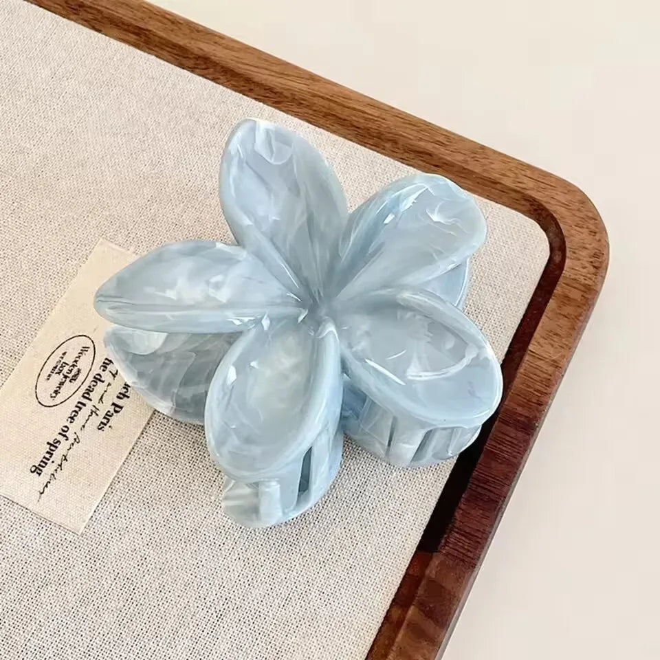 Korean Hawaiian Gradient Flower Hair Claw Clip For Women Girl Fashion Plastic Non Slip close-up view