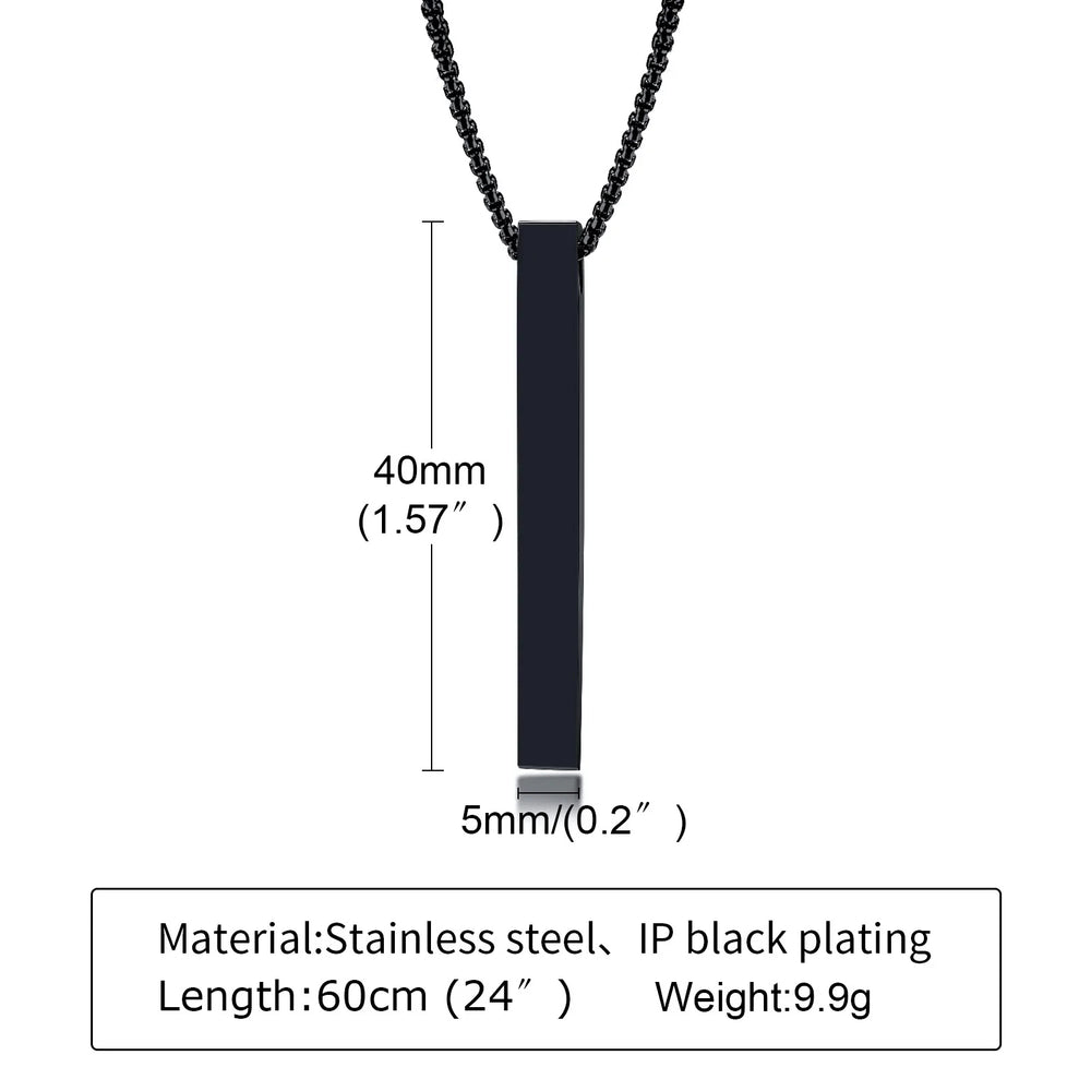 Vinox 5mm Pillar Necklace | Unisex Stainless Steel Geometric Pendant additional angle