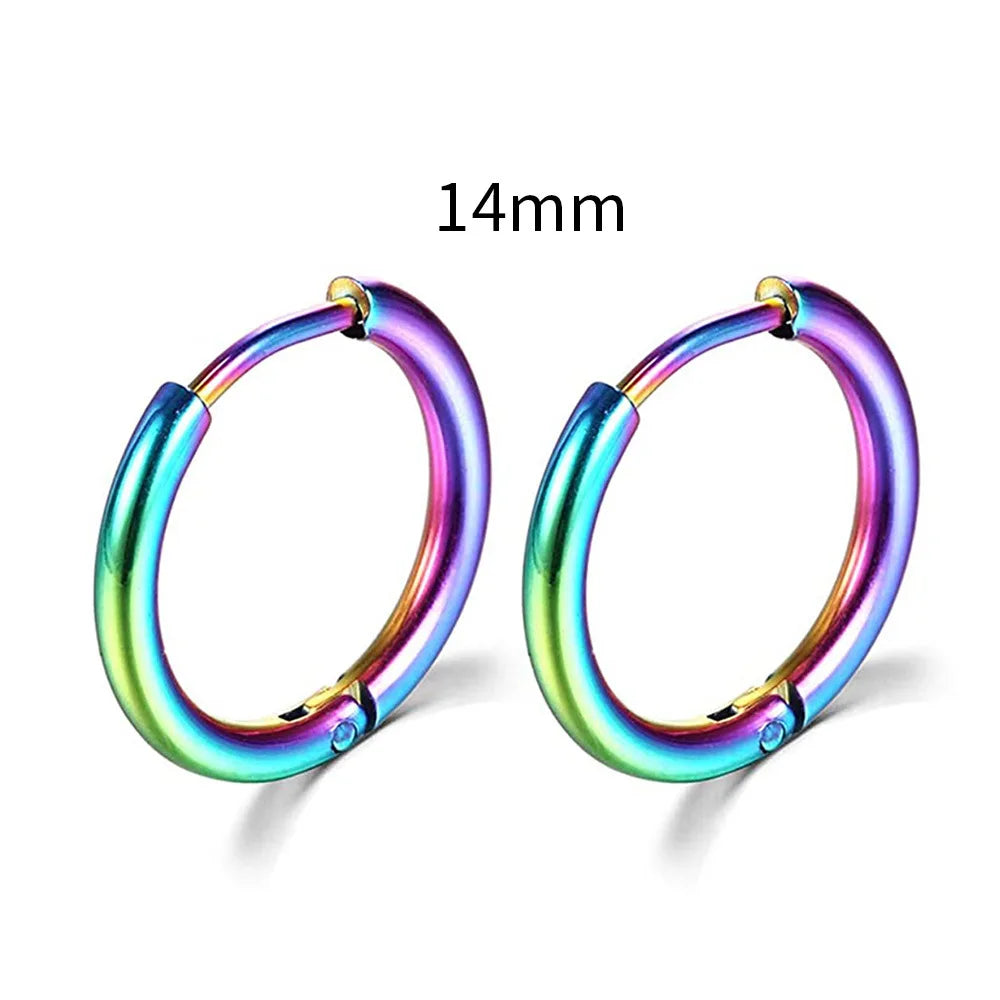 2022 New Simple Stainless Steel Small Hoop Earrings for Women Men Cartilage Ear Pierc lifestyle view