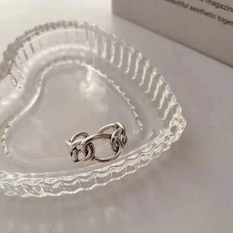 925 Sterling Silver Finger Rings New Fashion Creative Cross Hollow Chain Geometric Pa alternate view