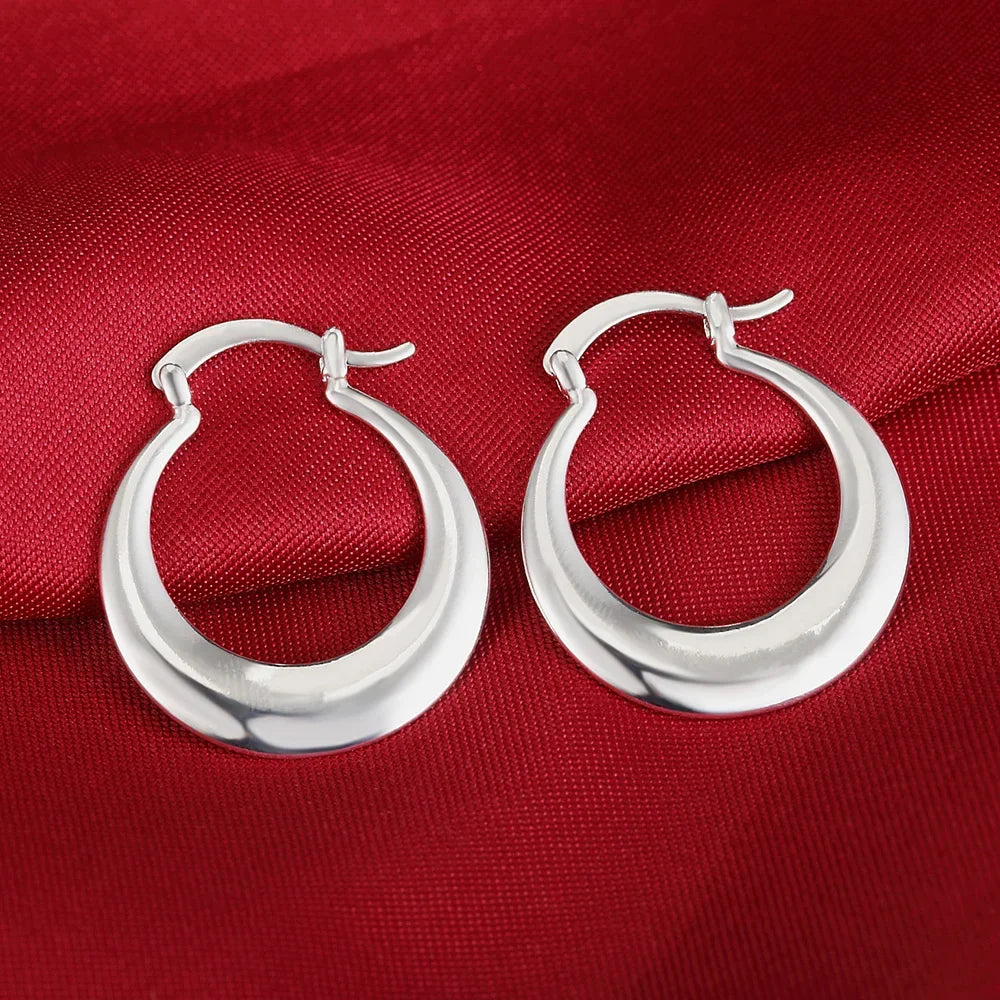 Top Quality 925 Sterling Silver Earrings Simple Round Circle Hoop Earrings For Woman alternate view