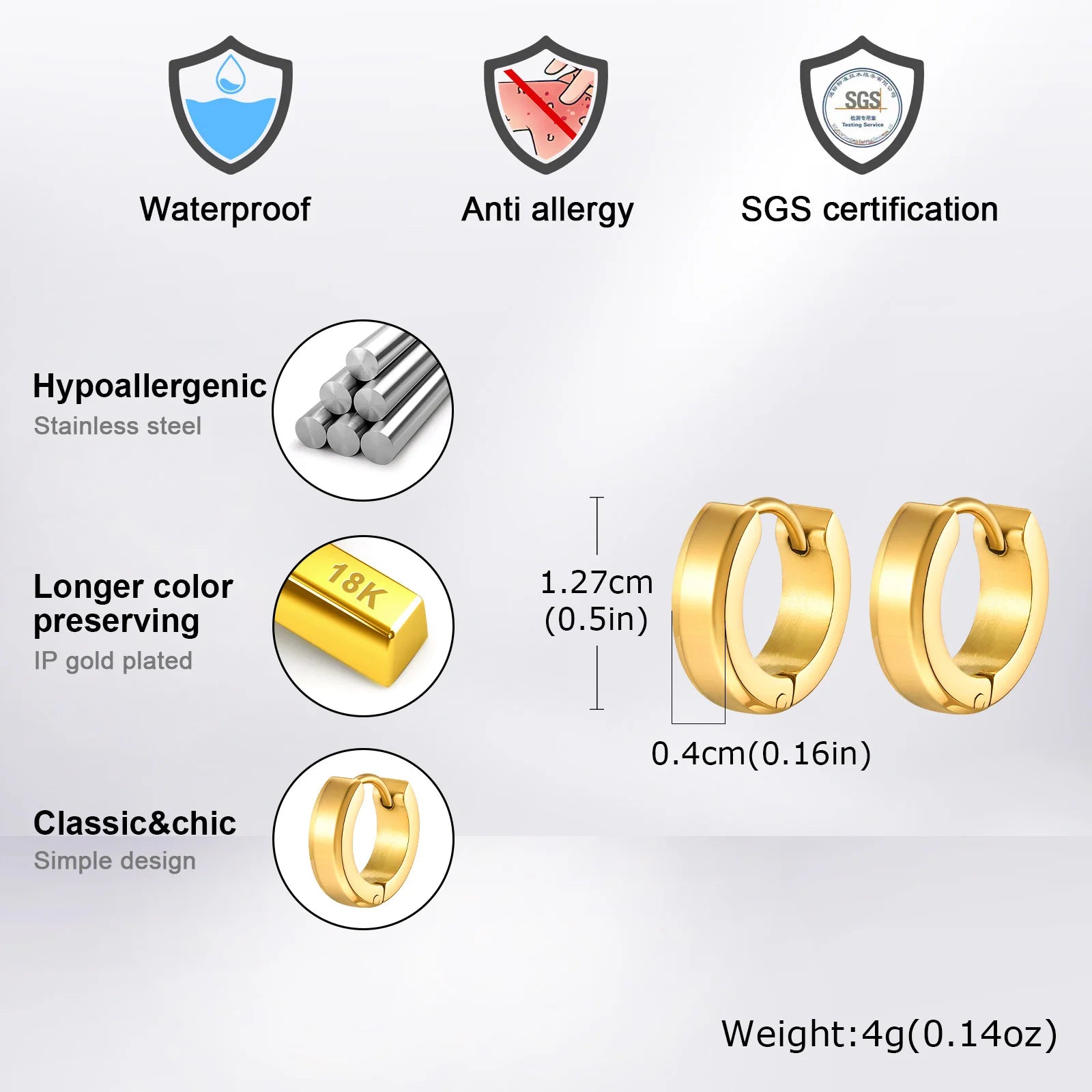Men Hoop Earrings | Stainless Steel Small Huggies Earrings for Daily Wear lifestyle view