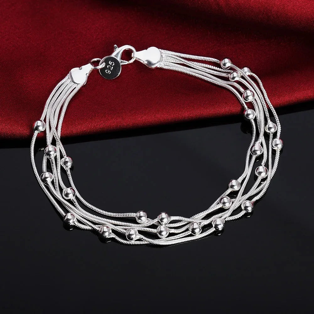 Fine 925 Sterling Silver Noble Nice Chain Solid Bracelet for Women Men Charms Party G alternate view