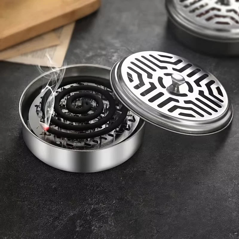 Stainless Steel Mosquito Coil Tray With Cover | Large Portable Mosquito Coil Holder B alternate view
