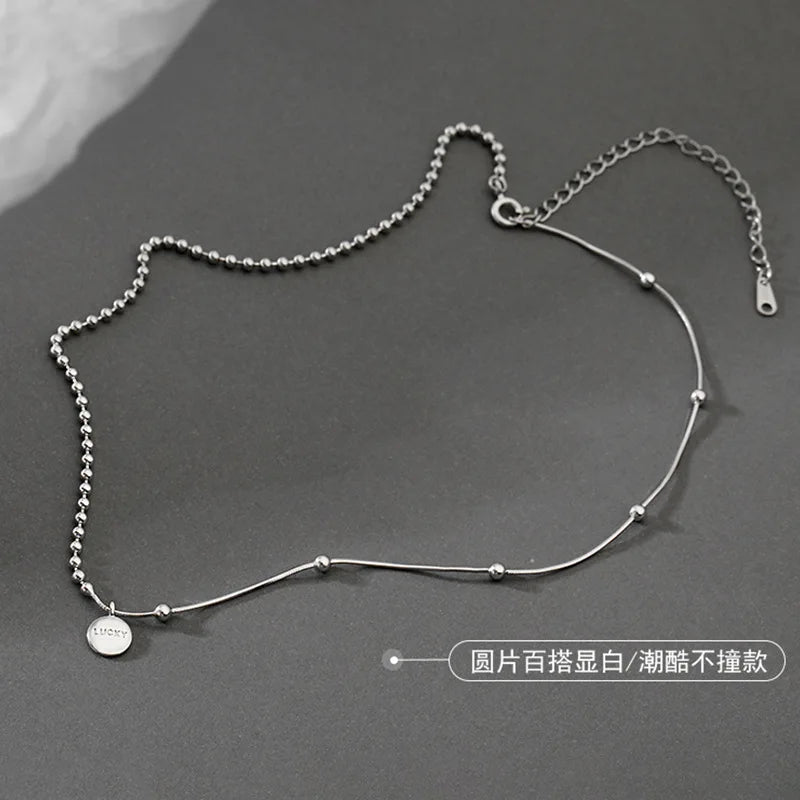 925 Sterling Silver Lucky Pendant Choker Necklace for Women | Trendy Aesthetic Jewelry