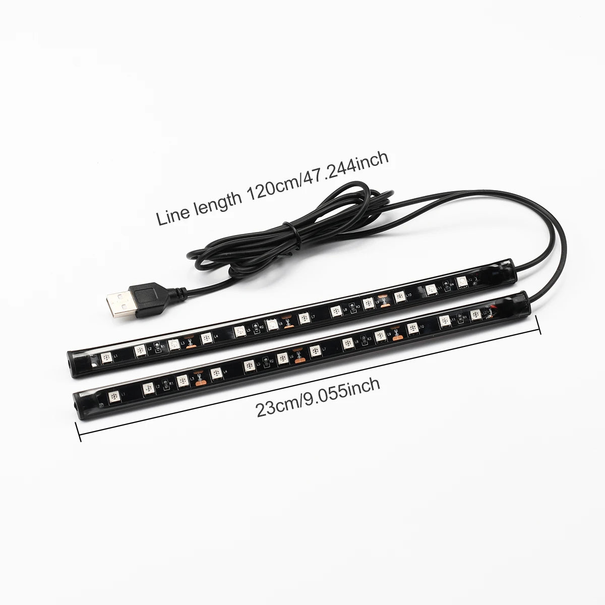 USB Car Interior LED Strip Light | 5V Ambient Lighting for Dash, Floor, Foot, Seat, Door detail view