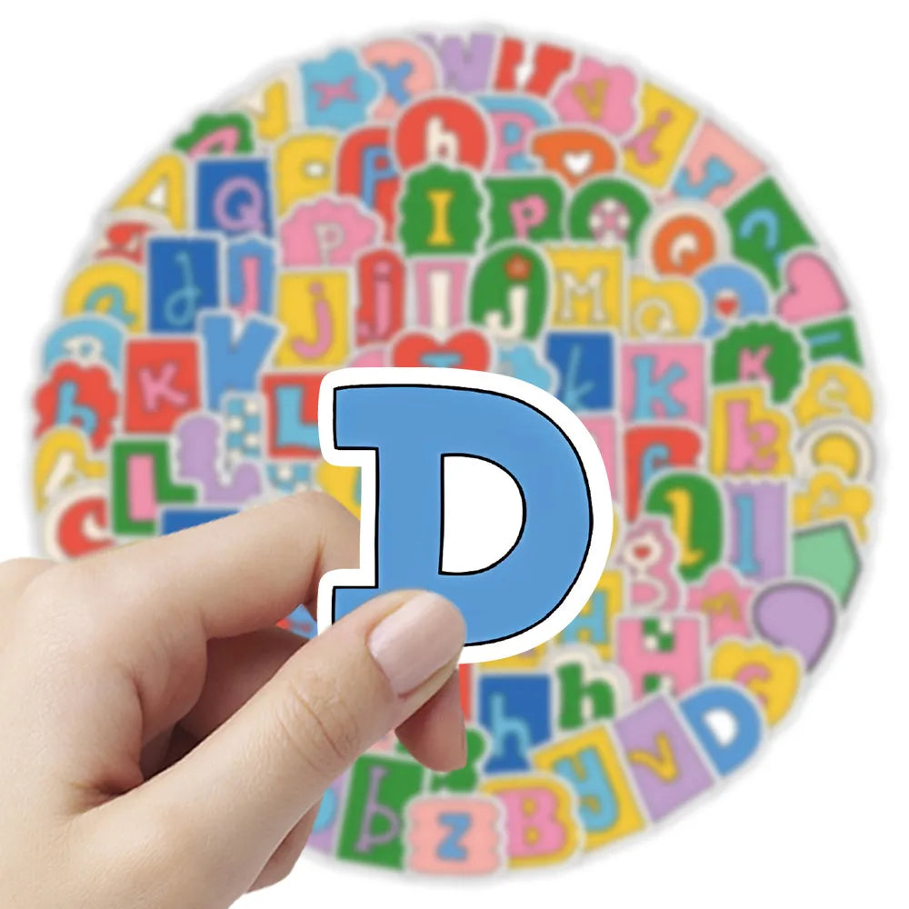 8Sheets Adorable Alphabet & Symbol Label Stickers – Cute Handwritten Style Decor for lifestyle view