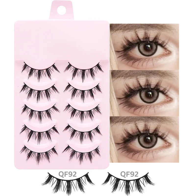 5 Pairs Manga Lashes Soft Natural Long False Eyelashes | Anime Wispy Strip Lashes for lifestyle view