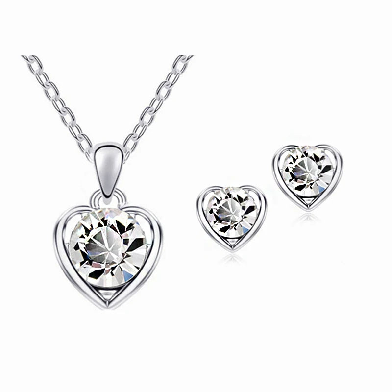 Fashion Silver Color Necklace Earrings Cubic Zirconia Jewelry Sets Elegant Crystal Zi lifestyle view