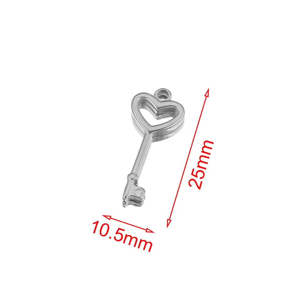 5pcs Stainless Steel Heart Lock Key Gold Plated Love Pendant Punk Hip Hop for DIY Nec lifestyle view