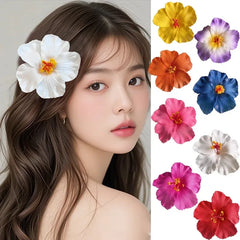 Egg Flower Hibiscus Hawaiian Headdress Dried Flower Hairpin Bangs Clip Duckbill Hair Clips Hair Accessories