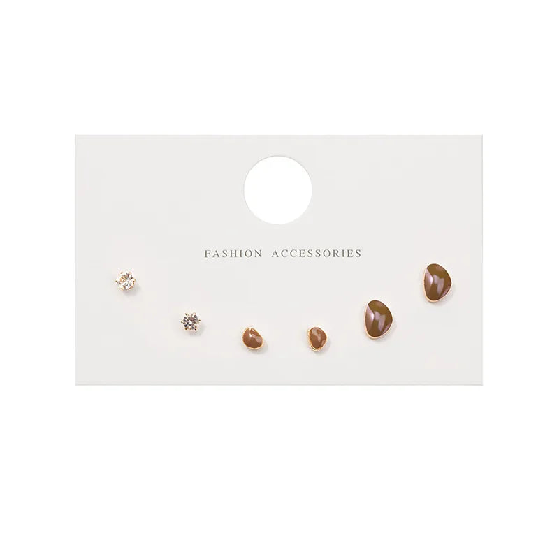 S925 Silver Needle Stud Earrings Set close-up view